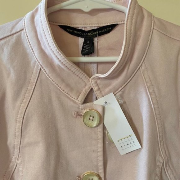 WHITE HOUSE BLACK MARKET: WOMENS PINK BLUSH DENIM MOTO JACKET-SIZE 4 **NWT!!!** - Picture 2 of 2